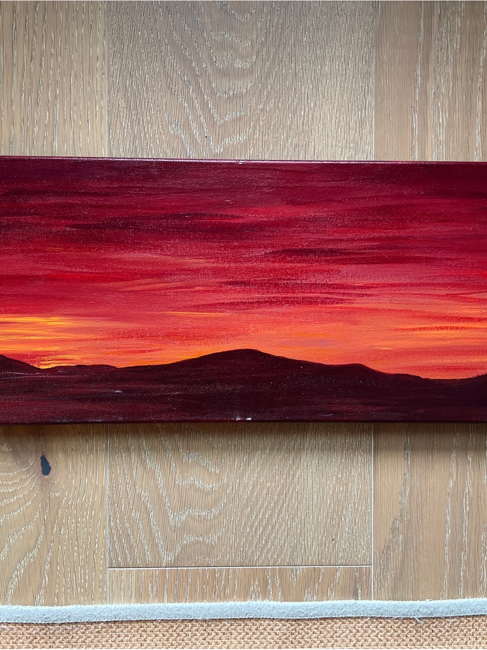 Sunset Horizon Canvas original art painting on canvas - Red and Orange Landscape